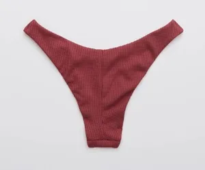 NWT Aerie High-Cut Cheekier Waffle Bikini Bottom in Red Brick Size: Extra Large thumbnail 1