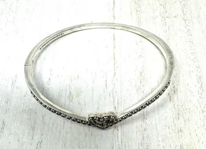 Pandora sterling silver/CZ bangle bracelet, size 1 / small thumbnail 9
