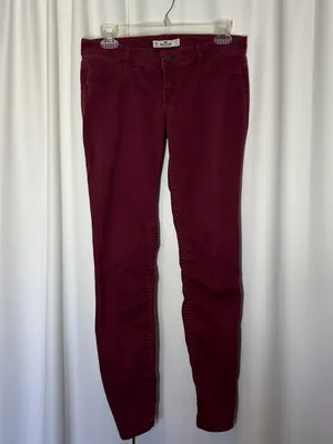 Hollister Jeans Womens 5R 27 Low Rise Skinny Pants Red Burgundy Stretch Y2K thumbnail 2