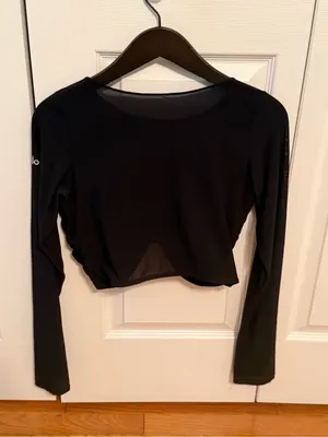 Alo Yoga Mesh Sheer Illusion Long Sleeve in Black thumbnail 3