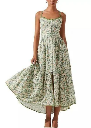ASTR the Label Yamila Floral-Print Corset Sleeveless Maxi Dress thumbnail 1