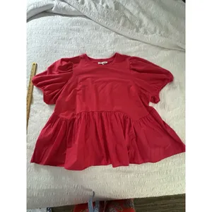 English Factory crew neckline voluminous puff sleeves Peplum Waist Size 3X thumbnail 2