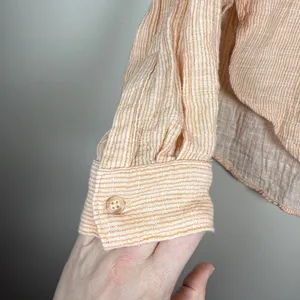 Anthropologie Orange Peach Cotton Gauze Bib-Front Popover Long Sleeve Shirt S thumbnail 10