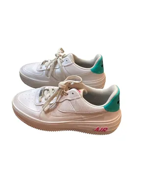 Nike Air Force 1 wms white green platform leather LT sneakers sz 8.5 SKU 10-335 thumbnail 4