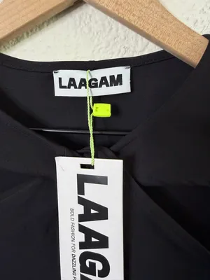 NWT Laagam Alexandra Stretch‎ Knit Dress Black Long Sleeve Cutout Womens Size S thumbnail 4
