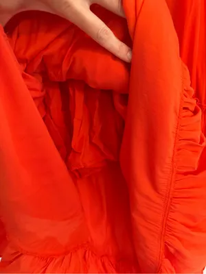 CHICWAYS Orange Ruffle Maxi Dress Boho Tiered Long Sleeve Size M thumbnail 6