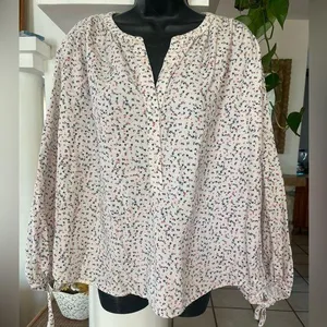 Old Navy Ditsy Floral Oversized Corduroy Tie Sleeve Top Womens size XL Cotton thumbnail 1