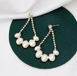 White Pearl Teardrop Dangle Drop Earrings for Women thumbnail 1