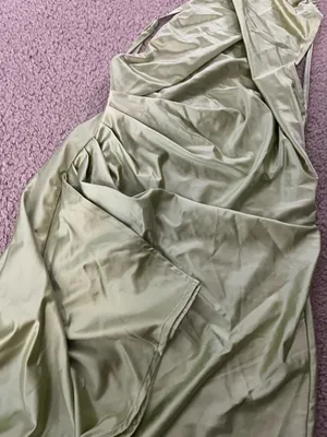 One Shoulder Satin Dress Green thumbnail 3