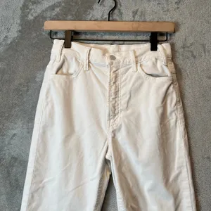 Mother The Hustler‎ Ankle Fray Cream White Corduroy Ribbed Jeans Size 25 thumbnail 2
