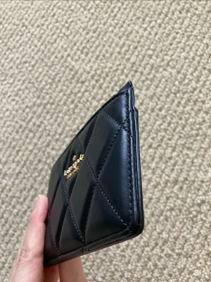 NEW Kate Spade Black Smooth Quilted Leather Card Holder Keychain Gold Hardware thumbnail 8