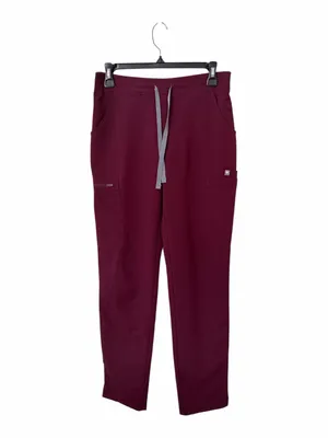 Figs Yola FIONx Elastic Waistband Scrub Pants Size Extra Small Burgundy thumbnail 2