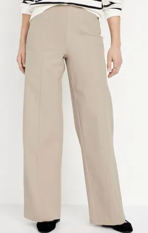 Old Navy XL Tall XLT High Waisted Pull On Pixie Super Wide Leg Pants Comfort Tan thumbnail 1