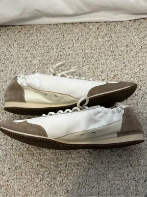Tory Burch Leather Tory Logo Sneakers Low Tops White Ivory Cerbiatto size 10.5 thumbnail 8