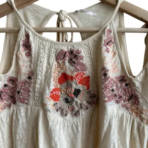 Free People Fast Time Beaded Cold Shoulder Floral Blouse S Boho thumbnail 7