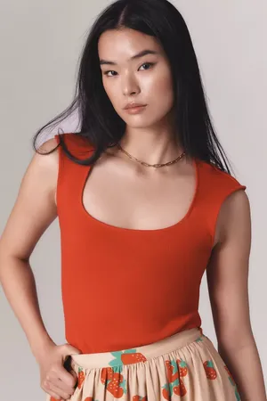 Anthropologie Maeve Square Neck Tank in Red thumbnail 1