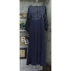 DKNY Womens Sequin Embellished Blouson-Sleeve Gown ED4EZA01 Spring Navy 4 thumbnail 2