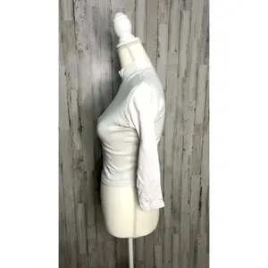 Brandy Melville Women's White Mock Neck 3/4 Sleeve Ribbed Crop Top‎ One Size thumbnail 5