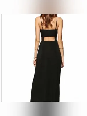 Black Cutout Maxi Dress with Spaghetti Straps Size 6 thumbnail 2
