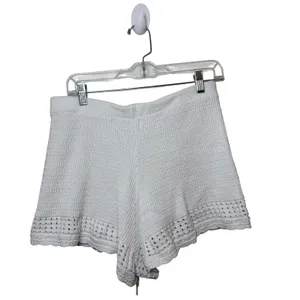 Aerie White Knit Drawstring Shorts Pointelle Eyelet Trim Size Medium Loungewear thumbnail 5