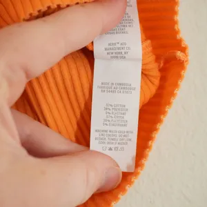 Aerie Size XS Bright Orange Ribbed High Neck Sleeveless Crop Tank Top Gym Lounge thumbnail 4