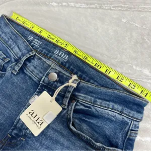 NWT a.n.a size 10p high rise straight Blue denim Jeans Distressed raw hem thumbnail 5