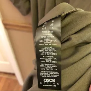 ASOS Design Long Sleeve V‎ Neck Faux Wrap MIDI Dress Olive Green 4 thumbnail 8