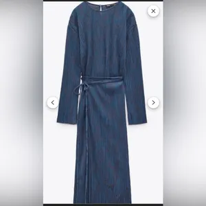 Zara Elegant Blue Patterned Dress Size L thumbnail 4