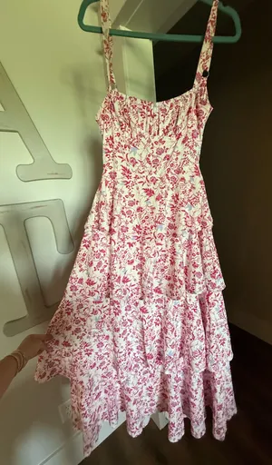 Floral Pink Dress Lulus Midi thumbnail 1