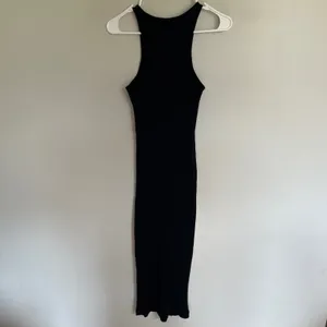 Zara Black Ribbed Knit Mock‎ Neck Sleeveless Bodycon Midi Dress Size Small thumbnail 10