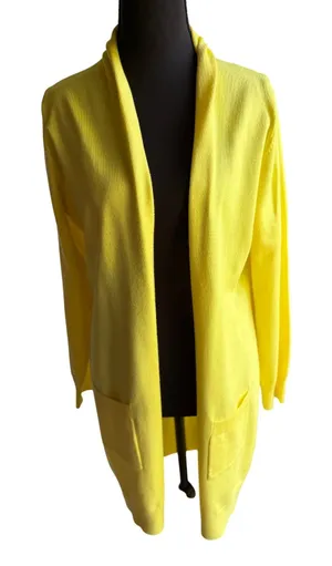 Grace Karin Yellow Open Front Cardigan Small Long Sleeve Lightweight Sweater thumbnail 1