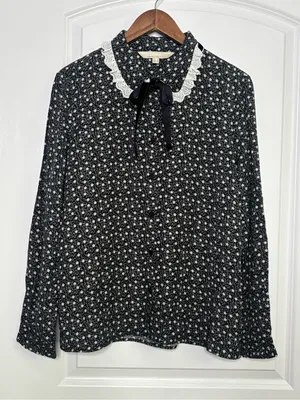 Barbour Floral Print Cottage-core Button Up Francesca Shirt with Lace Collar thumbnail 3