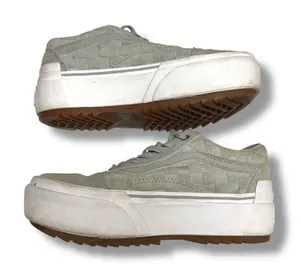Vans Old Skool Stacked Embossed‎ Check Platform Sneakers Shoes Light Gray 7 thumbnail 1
