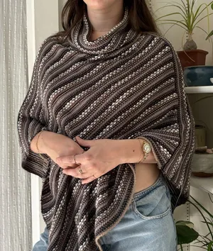 Steve Madden Striped Knit Poncho thumbnail 1