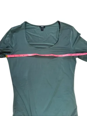 Express Teal Body Contour Light Compression Scoop Neck Long Sleeve Bodysuit Medi thumbnail 4