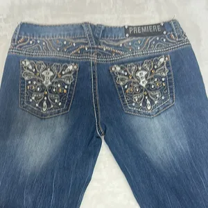 Premier Blue Boot Cut Jeans with Ornate Back Design thumbnail 2