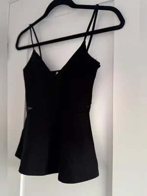 Lulus Keen Interest Black Mesh Peplum Top Size Medium M thumbnail 8