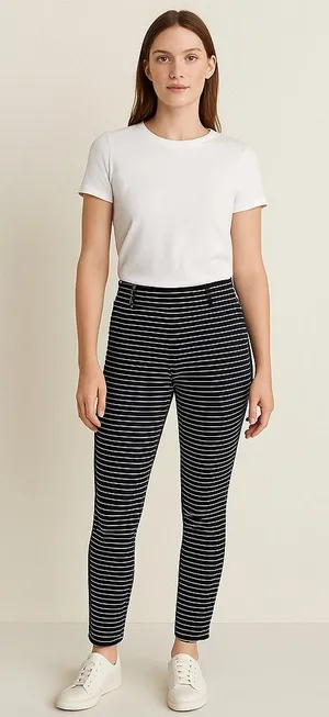The Riviera Pant Black White Striped Slim Fit Ankle Pants Size 6 thumbnail 1