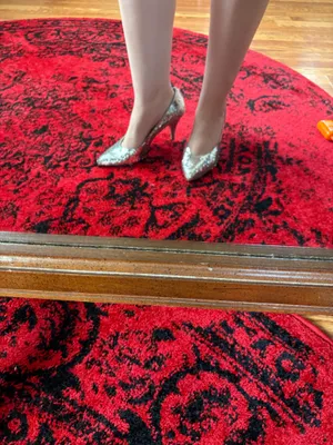 Silver Vintage Sequin Heels Size 10 thumbnail 11