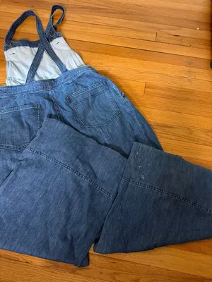 Maeve Blue Wide-Leg Denim Overalls with Crossback Straps thumbnail 12