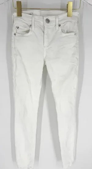 True Religion Halle Mid Rise Super Skinny Jeans White Denim Size 23‎ Womens thumbnail 1