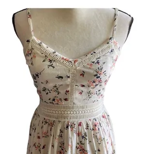 beautiful cream floral sundress thumbnail 2