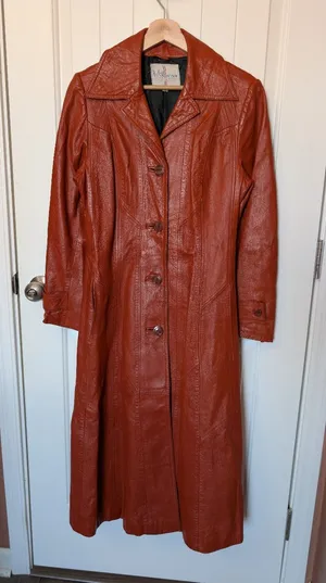 Vintage Wilsons Leather Women’s Trench Coat W12 Brunt Orange/Brown thumbnail 1