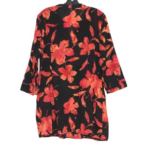 Soft Surroundings Tunic Top Dark Floral Cottage Boho Statement Black Red Medium thumbnail 2