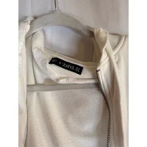 Brandy Melville ZAFUL Cropped Full Zip Hoodie Jacket Womens Size S White Casual thumbnail 2