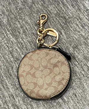 Coach X Jean Michel Basquiat Circular Coin Pouch In Signature Canvas Purse Charm thumbnail 5