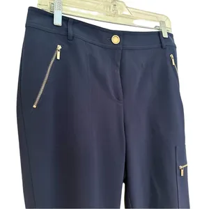 St. John Crepe Sport Zipper Straight‎ Leg Pants Women's 8 Navy Career Casual thumbnail 2