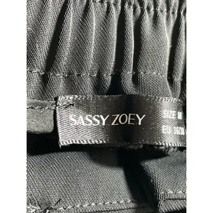 Sassy Zoey Women's Black High Waisted Pleated Wide Leg Trousers Dress Pants Sz M thumbnail 5