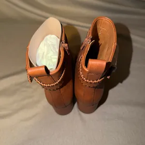 Zodiac Rexx Ankle Boots Cognac Brown Whipstitch Buckle Block‎ Heel Booties 7M thumbnail 6