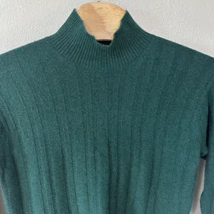 J. Crew Green Medium Ribbed Mockneck Sweater Supersoft Yarn Wool Alpaca‎ Blend thumbnail 2